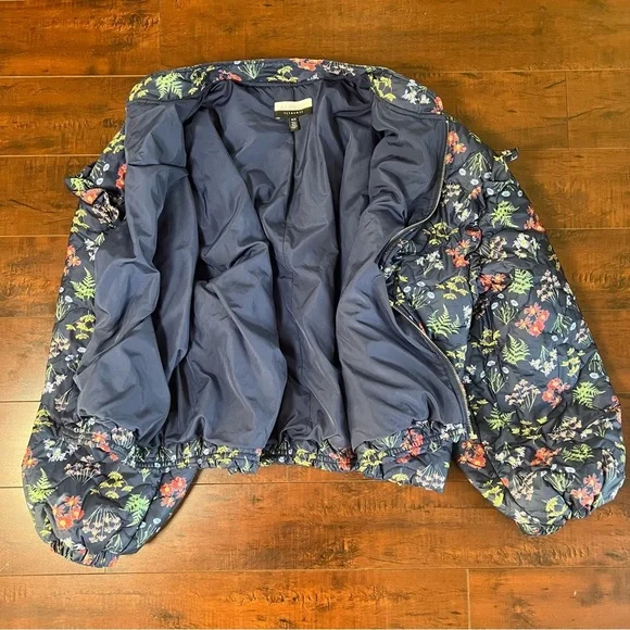ELOQUII Elements Floral Quilted Puffer Bomber Jacket Ruffle Sleeve Size 26 / 28 - Picture 5 of 15